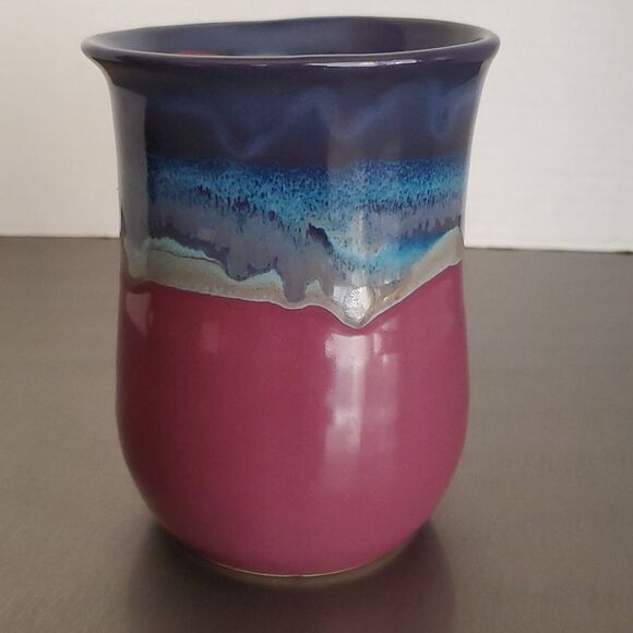 Naher Clay in Motion Purple Passion Handwarmer Mug Cup Left Hand Signed 14 oz - Picture 2 of 9